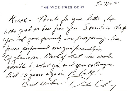 Note from Dick Cheney